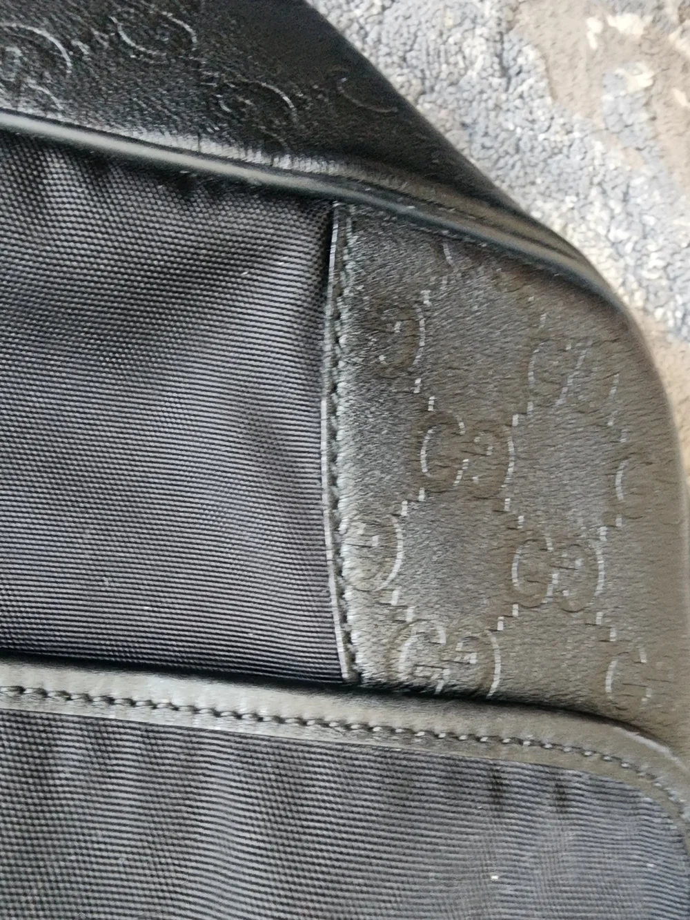 Gucci Black Nylon Guccissima Leather Messenger Bag